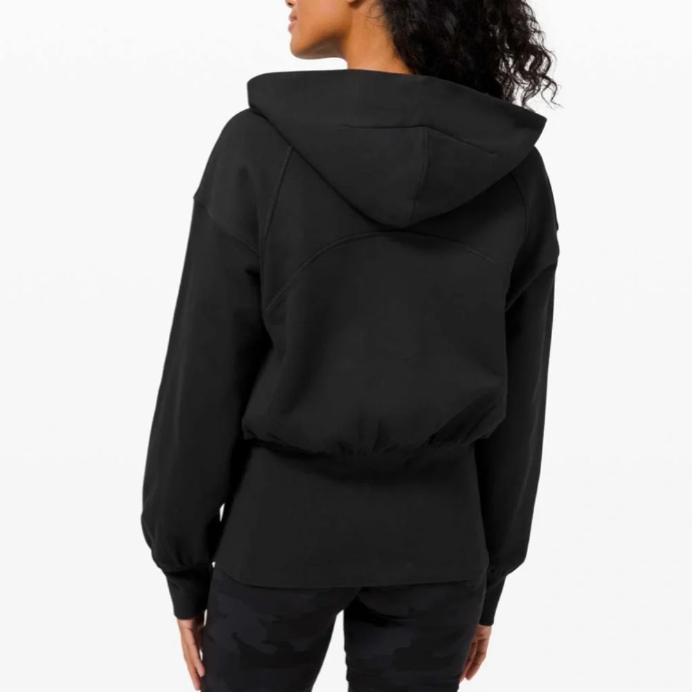 Lululemon Hugged Waist Zip Hoodie Black Cropped Jacket Size 8 - Picture 16 of 16